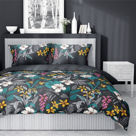 Satin bedding with exotic plants 160x200 or 180x200