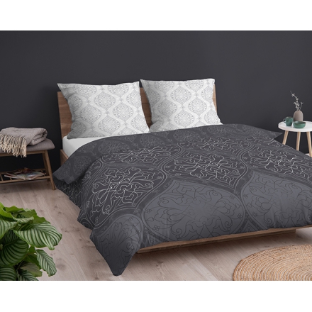 Gray cotton satin bedding 180x200 + 2x 70x80
