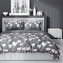 Gray satin bedding with magnolia flower 220x200, 200x200, 180x200