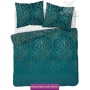 Turquoise and gold satin cotton bedding 160x200