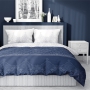 Navy blue and gray satin cotton bed linen 200x220