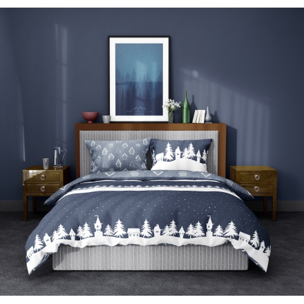 White and blue bed linen with Christmas theme 200x200