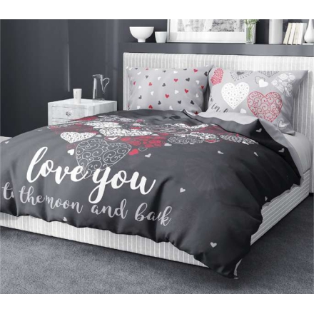 Gray bedding love you with hearts for couples 150x200, 160x200