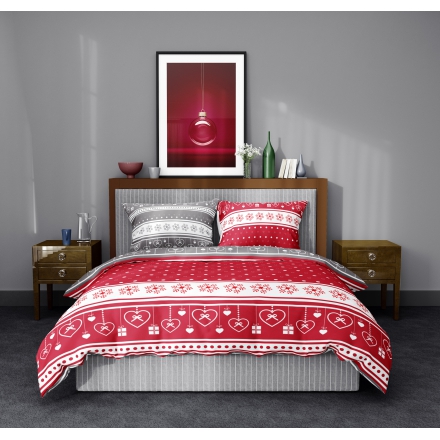 Red gray bed linen with Scandic Christmas design 200x200