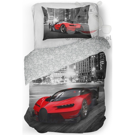 Duvet cover & pillowcase with Bugatti red car