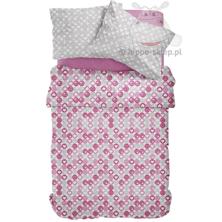 Pink & gray small hearts kids bedding