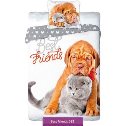 Teen's bedding with cat & dog Best Friends 140x200 or 150x200