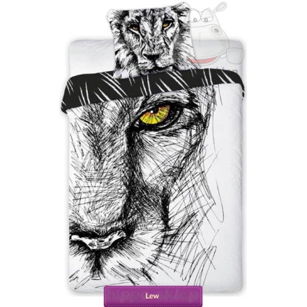 Black and white bed linen Lion - Wild 140x200 