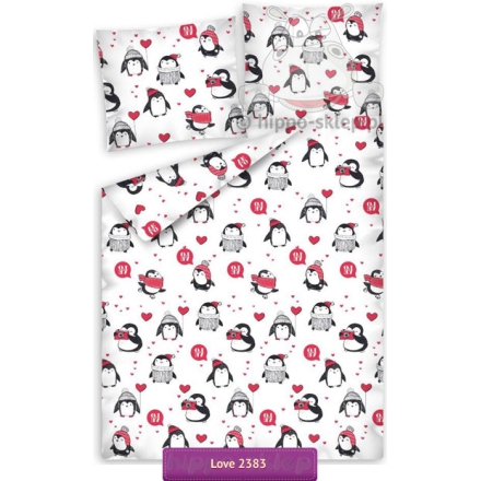 Penguins and hearts bedding 150x200 + 2x 50x60