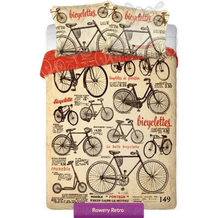 Bedding with old time bicycles 150x200 + 2x50x60 