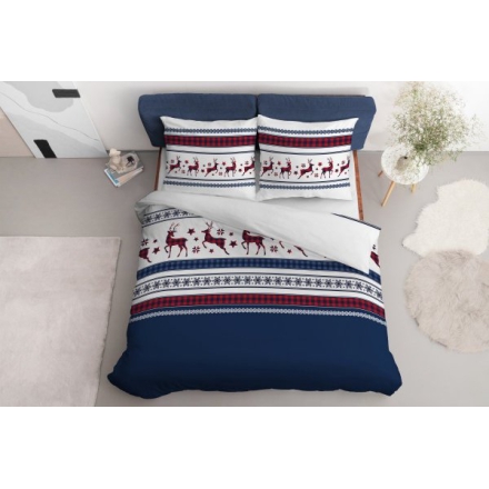 White, red and blue Christmastime bed linen 135x200 