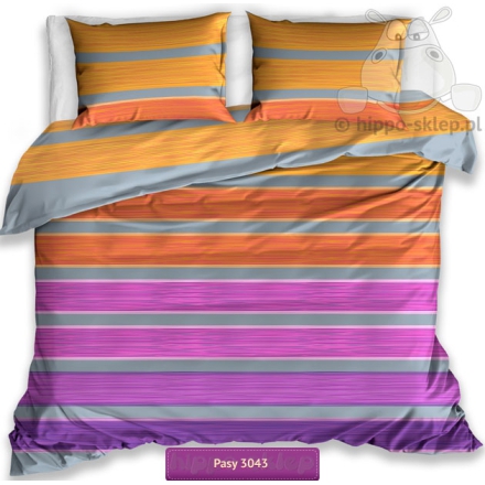 Bedding with colorful stripes orange violet