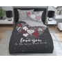 Gray bed linen with hearts pattern 180x200 or 200x200 cm